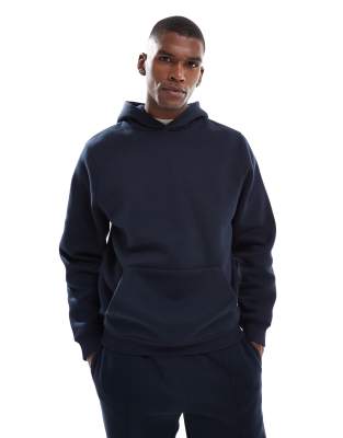 Asos Design Standard Fit Quarter Zip Hoodie In Blue