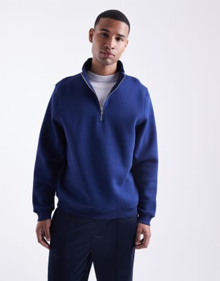 standard fit quarter zip in blue