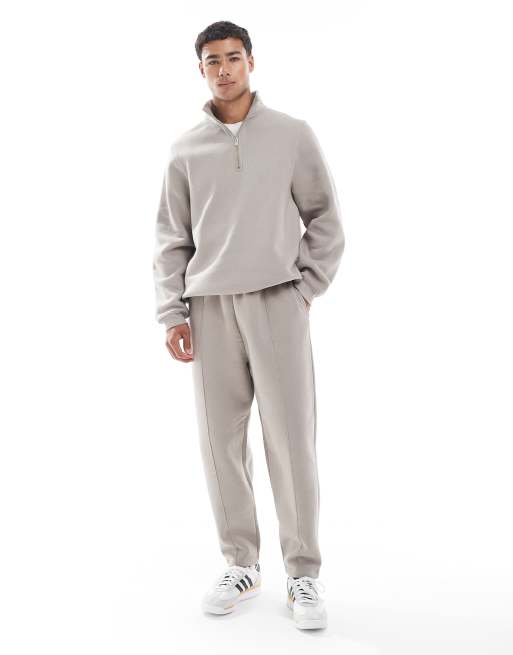 ASOS DESIGN standard fit quarter zip sweat in gray