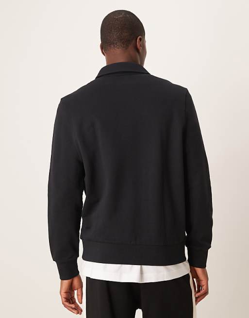 ASOS DESIGN standard fit quarter zip sweatshirt with collar ASOS DESIGN standard fit quarter zip sweatshirt with collar