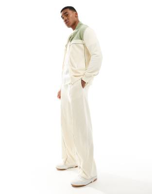 Asos Design Standard Fit Ribbed Velour Jacket In White