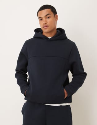 ASOS DESIGN standard fit scuba-style fabric hoodie in navy - part of a set