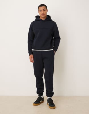 Asos Design Standard Fit Scuba-style Fabric Hoodie In Blue