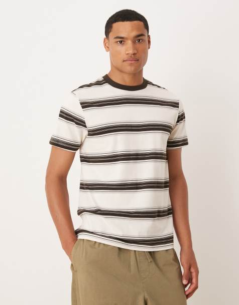 ASOS DESIGN standard fit t-shirt in brown stripes - view 1