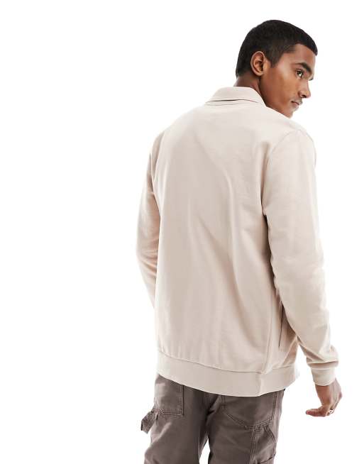 ASOS DESIGN standard jersey harrington jacket in beige