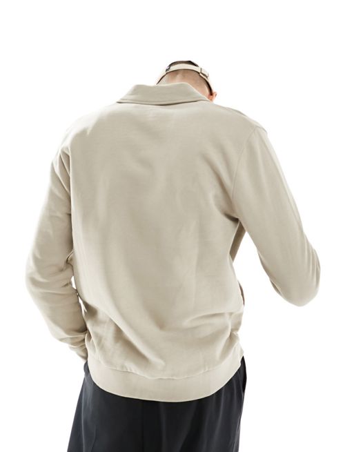 ASOS DESIGN standard jersey harrington jacket in beige
