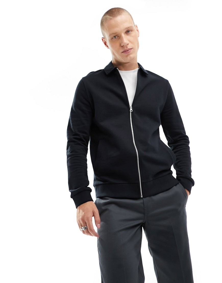 ASOS DESIGN standard jersey harrington jacket in black