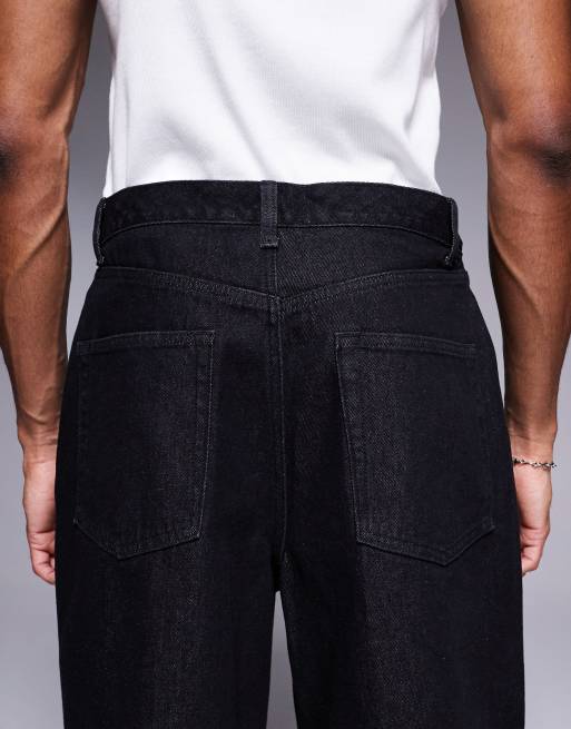 ASOS DESIGN standard length denim jorts in black