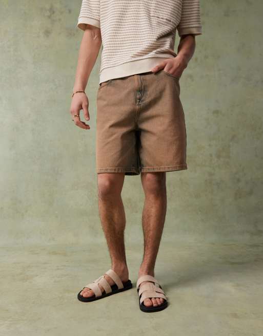 ASOS DESIGN standard length denim jort in brown tint, 2 of 5