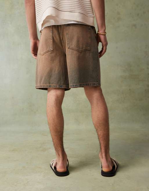 ASOS DESIGN standard length denim jort in brown tint, 3 of 5