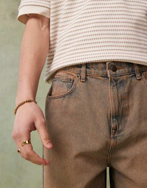 ASOS DESIGN standard length denim jort in brown tint, 5 of 5