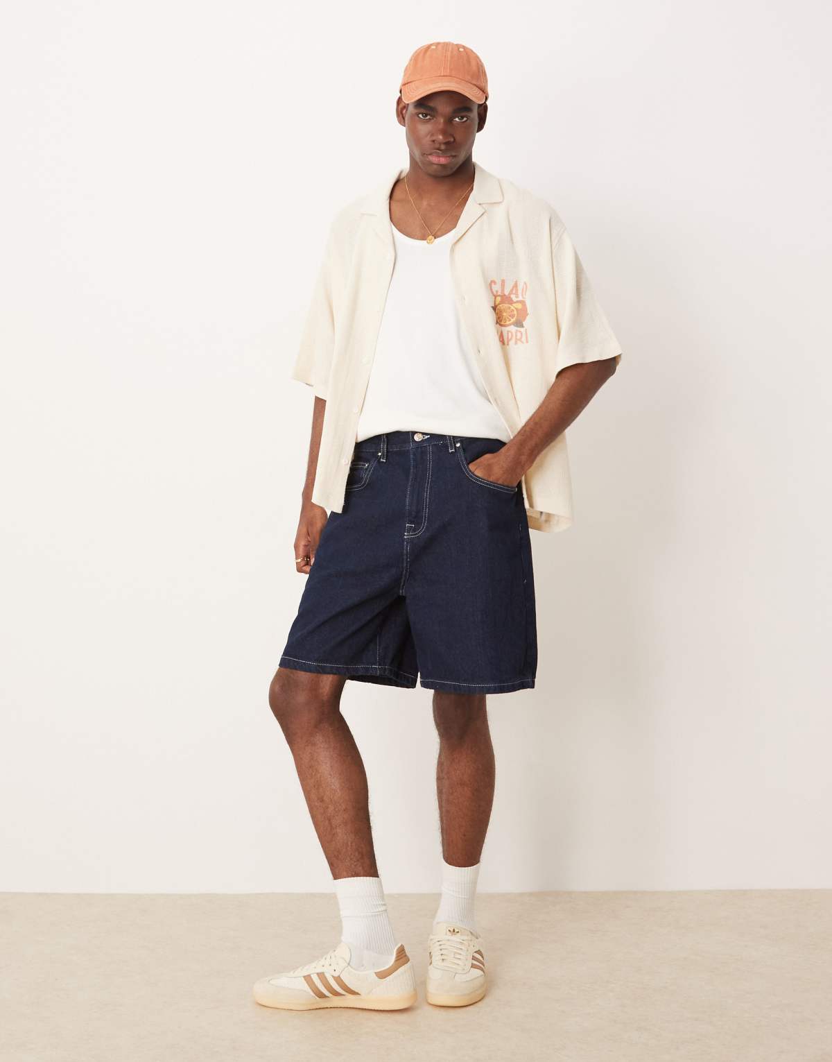 ASOS DESIGN standard length denim jort in indigo