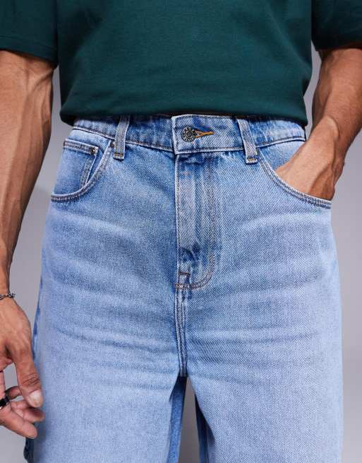 ASOS DESIGN standard length jort in light wash blue
