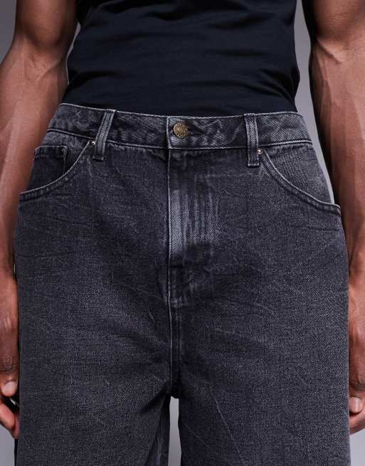 ASOS DESIGN standard length denim jort in washed black, 5 of 5