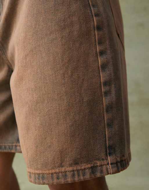 ASOS DESIGN standard length denim jorts in brown tint, 4 of 5