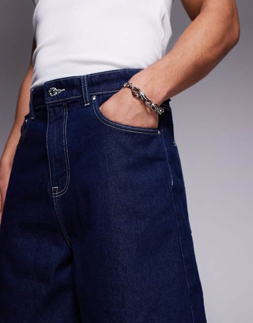 ASOS DESIGN standard length jorts in indigo