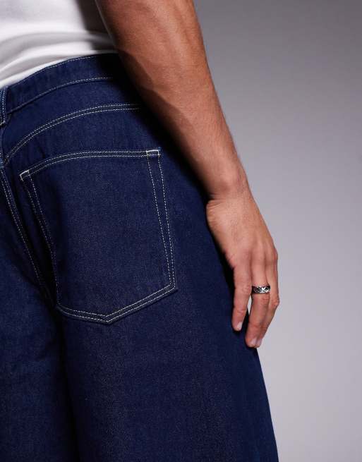 ASOS DESIGN standard length jorts in indigo