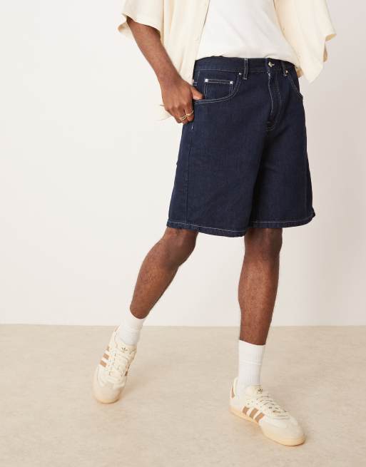 ASOS DESIGN - Denim jort met standaardlengte in indigo