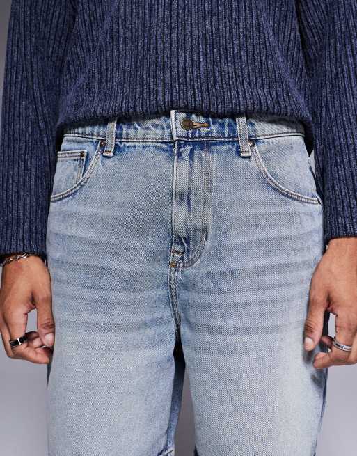 ASOS DESIGN standard length denim jorts in light wash blue with tint, 5 of 5