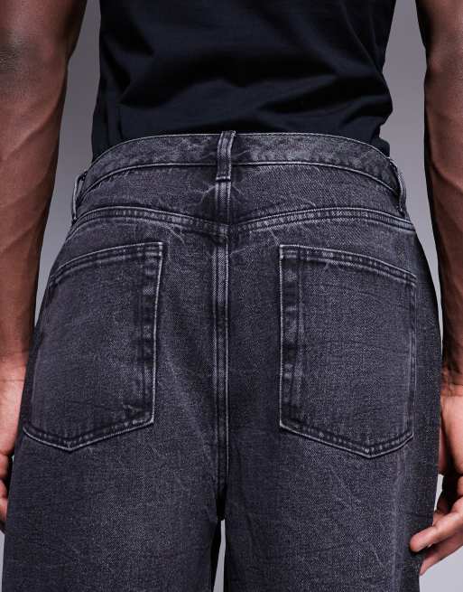 ASOS DESIGN standard length denim jorts in washed black, 4 of 5