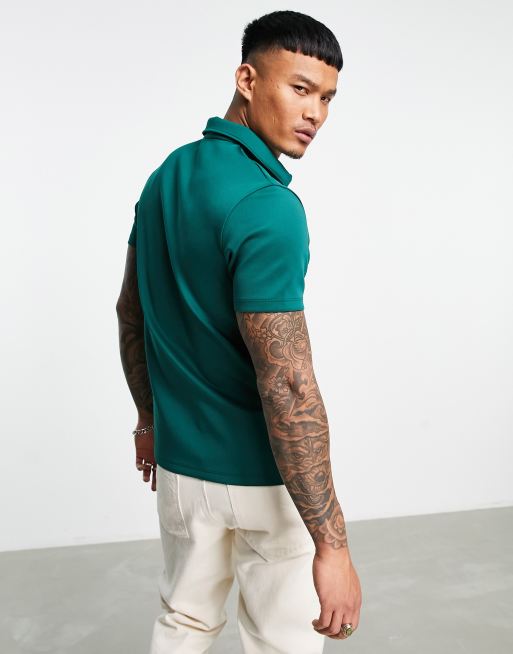 ASOS DESIGN standard polo T-shirt in dark green scuba , 4 of 4