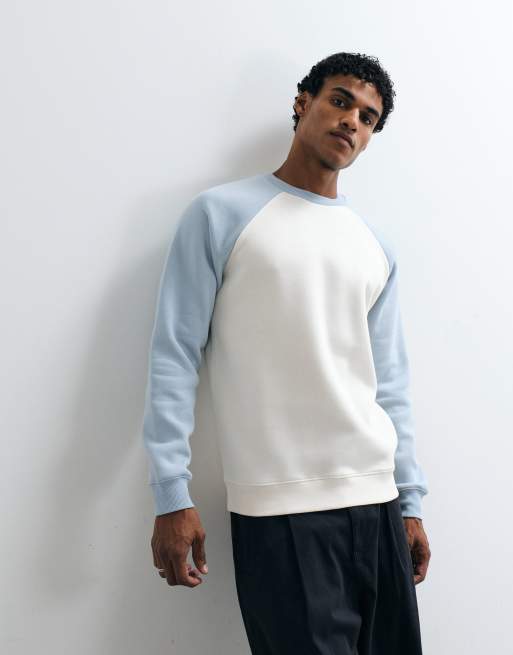 ASOS DESIGN standard raglan-sweater med kontrastærme i cream, 4 af 5