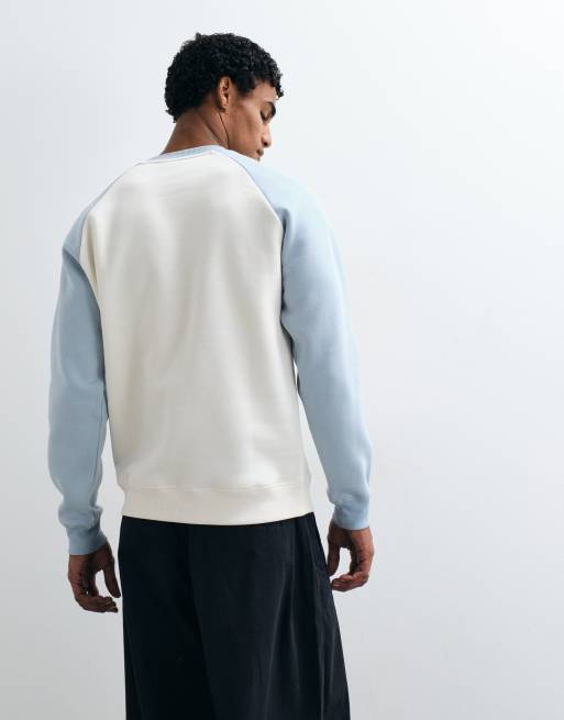 ASOS DESIGN standard raglan sweater with contrast sleeve in cream, 5 of 5