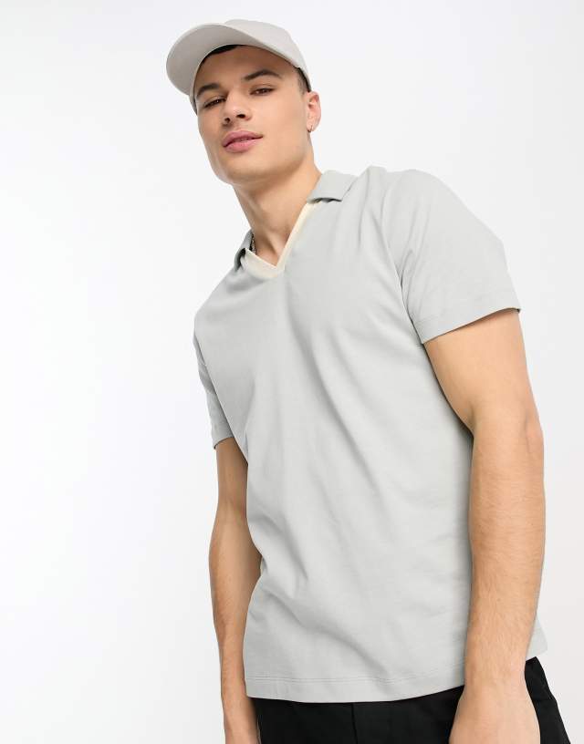 ASOS DESIGN standard revere polo in gray