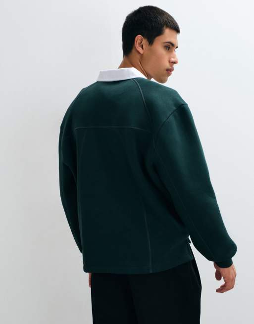 ASOS DESIGN standard rugby with overlocking in green, 5 of 5