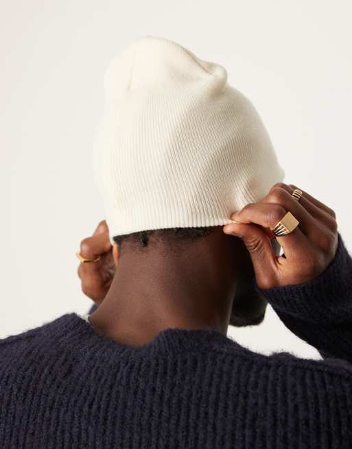 ASOS DESIGN standard skull beanie in cream | ASOS