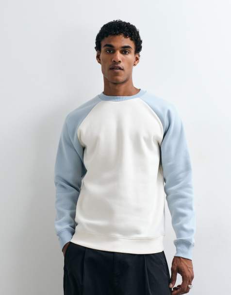 ASOS DESIGN standard sweatshirt with contrast raglan sleeves in cream - view 1