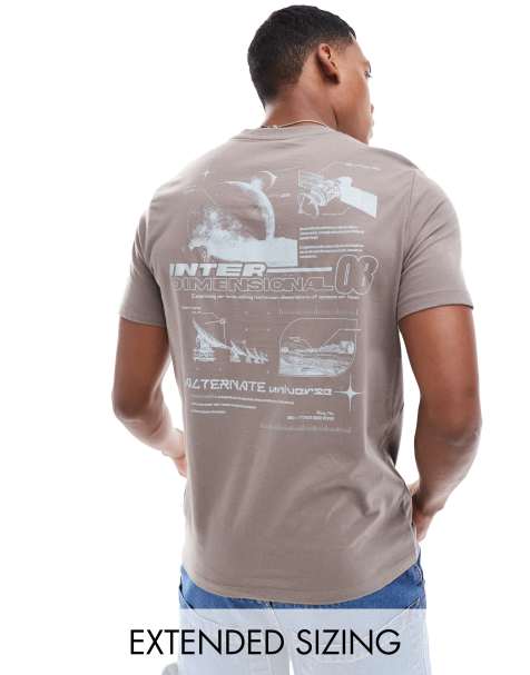 ASOS DESIGN standard t-shirt in brown with street back print - view 1