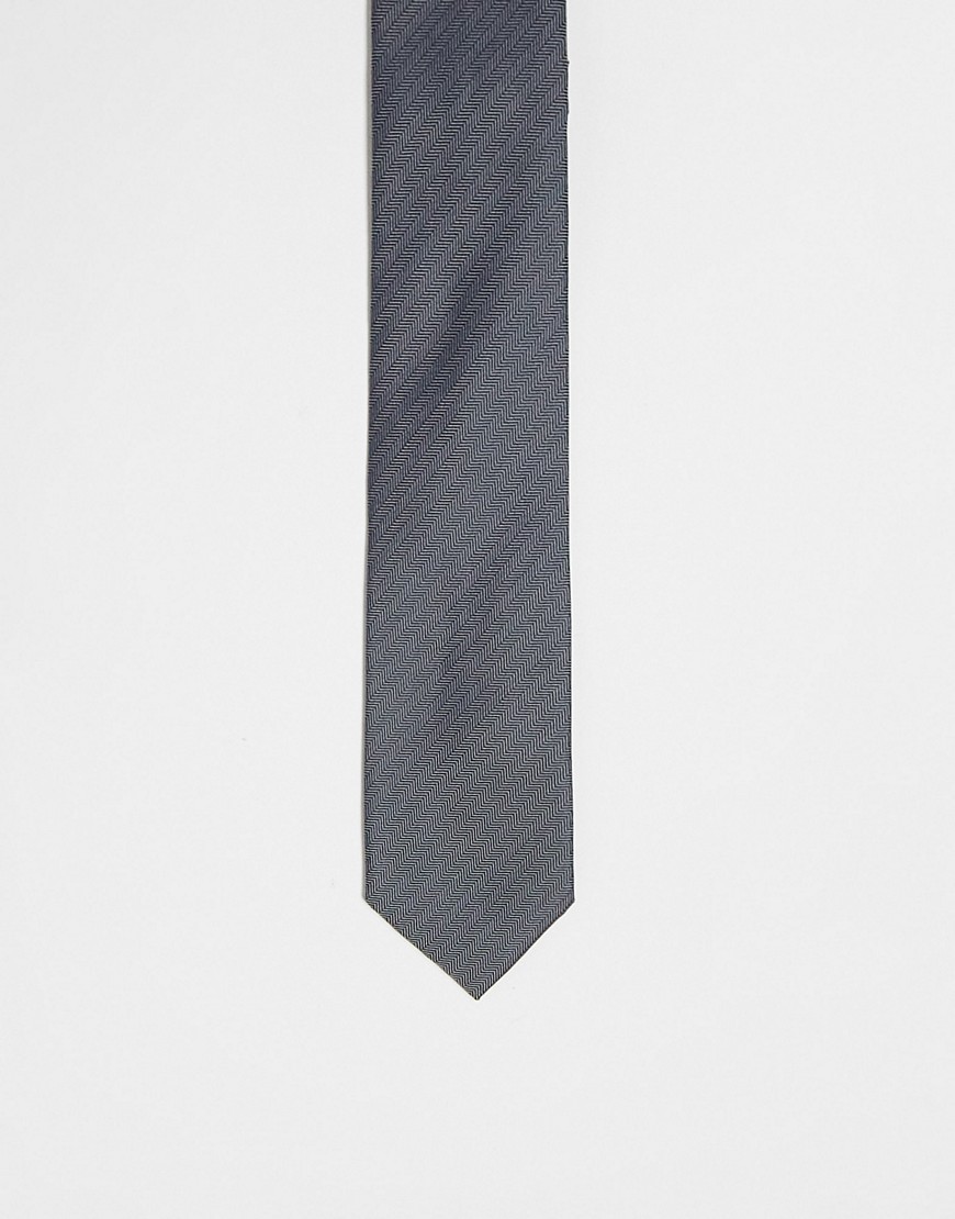 Asos Design Standard Tie In Charcoal-gray