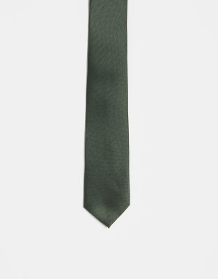  ASOS DESIGN standard tie in khaki