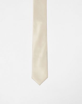 Asos Design Standard Tie In Stone-neutral