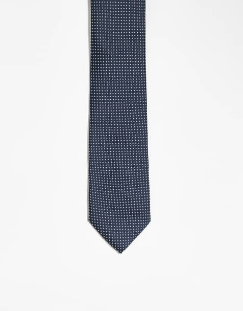 ASOS DESIGN standard tie with dot pattern in navy - view 1