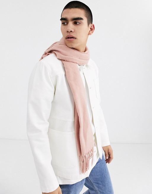 ASOS DESIGN scarf in light pink with tassels