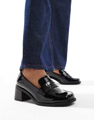 ASOS DESIGN - Stanford - Schicke Loafer mit mittelhohem Absatz in Schwarz