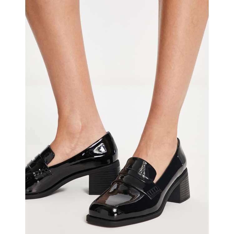 Ladies block heel hot sale loafers