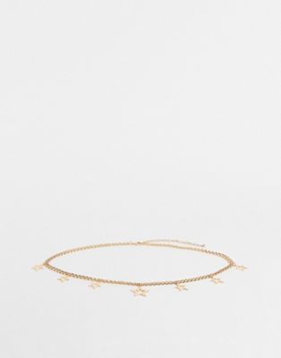 ASOS DESIGN star charm chain belt in gold