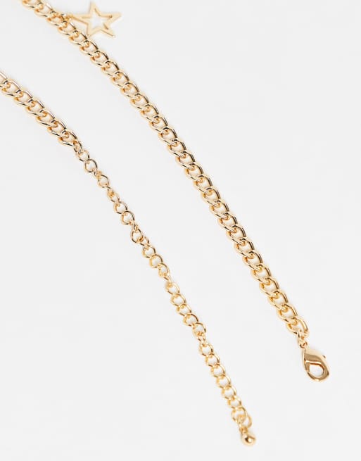 ASOS DESIGN star charm chain belt in gold ASOS