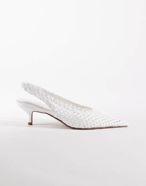 ASOS DESIGN - Star - Chaussures tressées à talon mi-haut et bride arrière - Blanc cassé - view 1