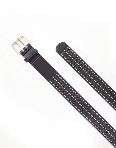 ASOS DESIGN star cut-out studded belt in black - view 1