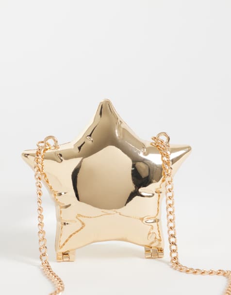 ASOS DESIGN star hardbox crossbody pouch in gold - view 1