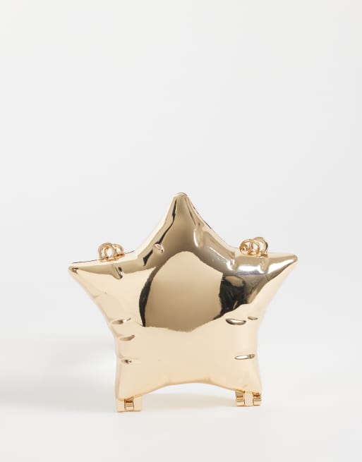 ASOS DESIGN star hardbox crossbody pouch in gold, 2 of 4