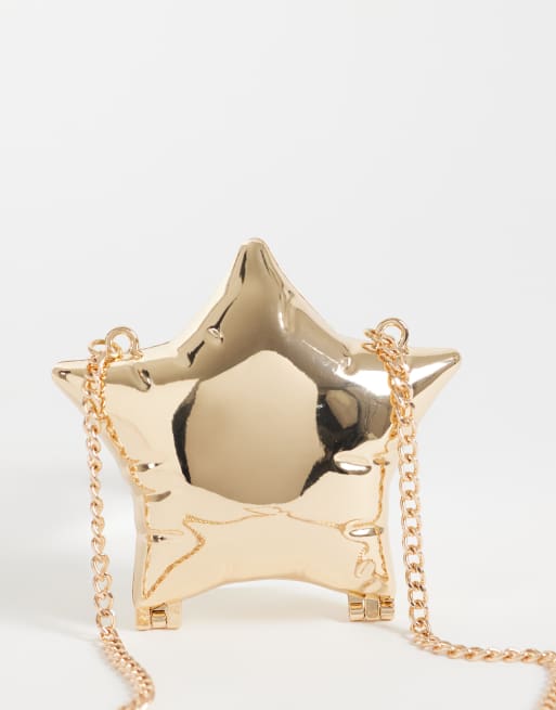 ASOS DESIGN star hardbox crossbody pouch in gold, 4 of 4