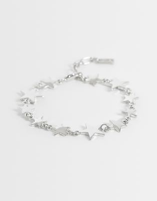 Asos Design Star Link Chain Bracelet In Silver