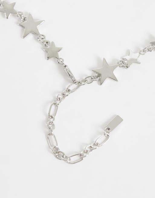 ASOS DESIGN star link chain necklace in silver, 3 of 4