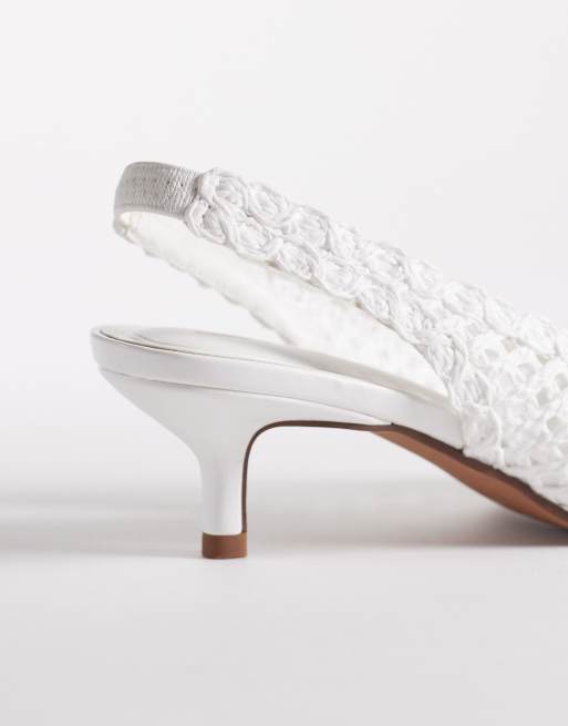 ASOS DESIGN – Star – Schuhe in Wollweiß mit Webstruktur, Fersenriemen und mittelhohem Absatz, 2 von 4