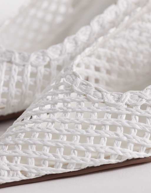 ASOS DESIGN – Star – Schuhe in Wollweiß mit Webstruktur, Fersenriemen und mittelhohem Absatz, 3 von 4